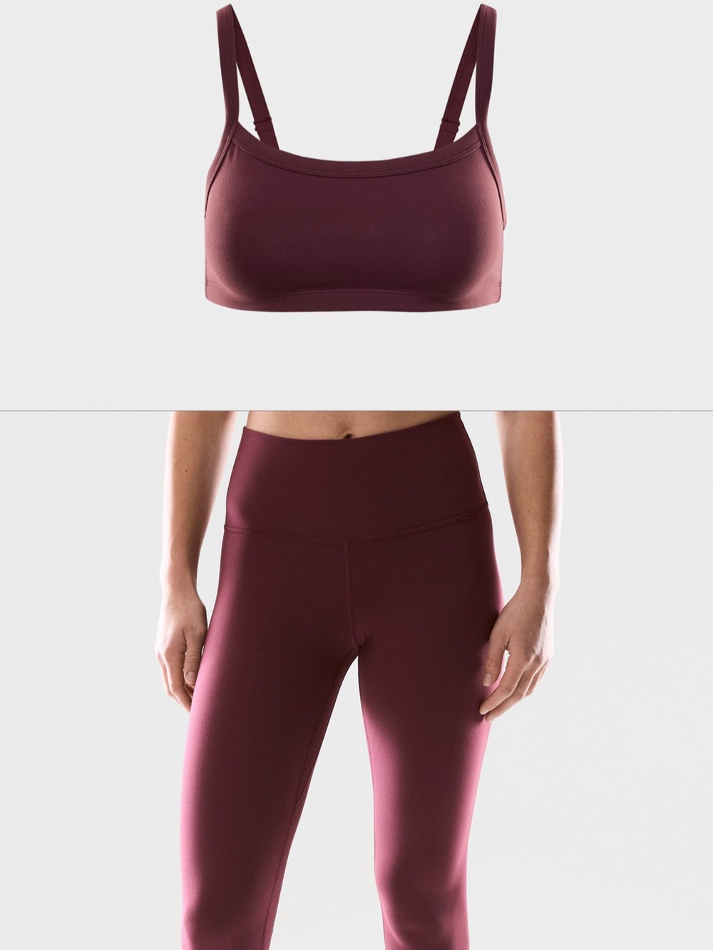 Aritzia Golden BUTTER Sumac Burgundy Leggings + Bra Set
